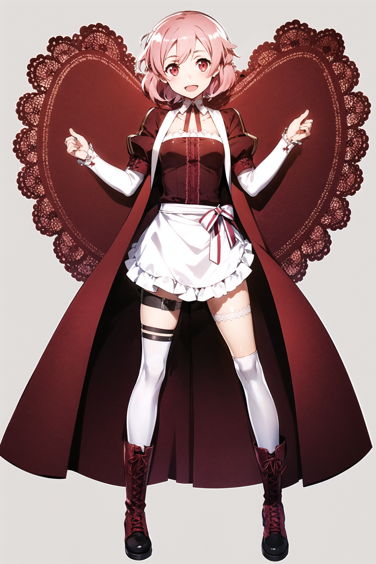 10316-1821223468-lisbeth (sao), 1girl, solo, white background, simple background, pink hair, boots, short hair, full body,white apron, open mouth.png